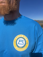 CoCoRaHS Flash Flood t-shirt - front showing the weather symbol for Heavy Rain